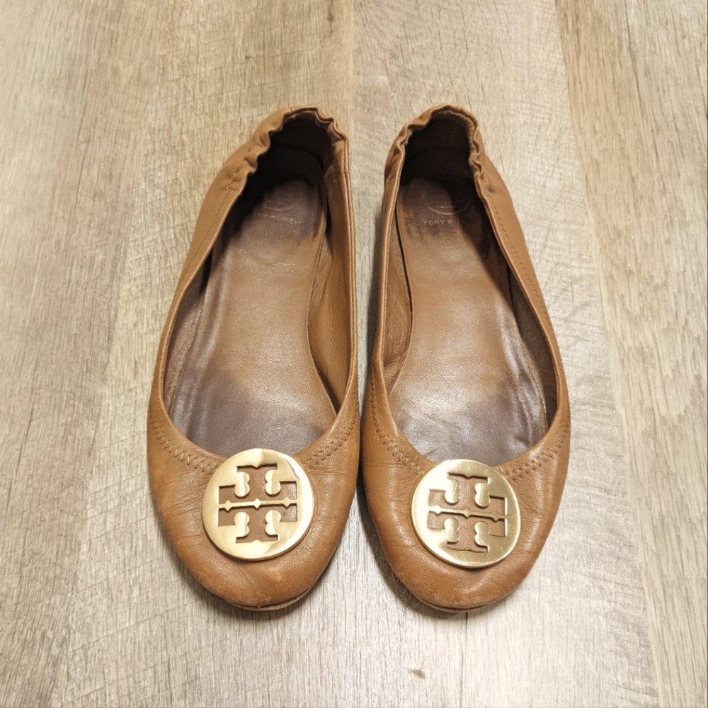 Tory Burch Caramel Leather Flats